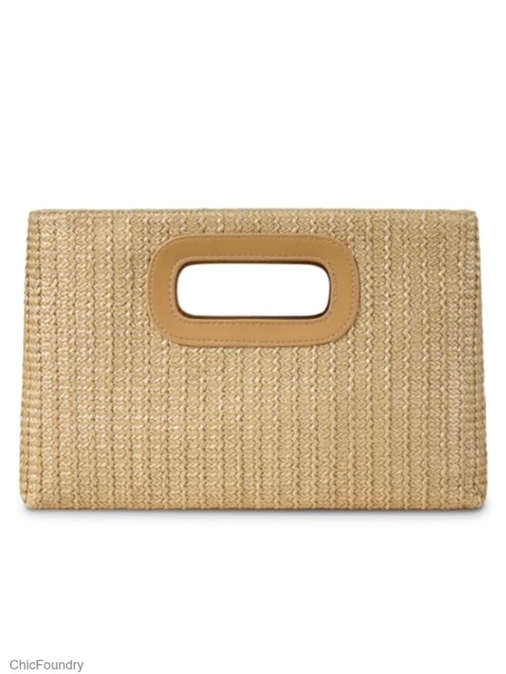 Straw Clutch Purse with Gold Chain and Detachable Strap